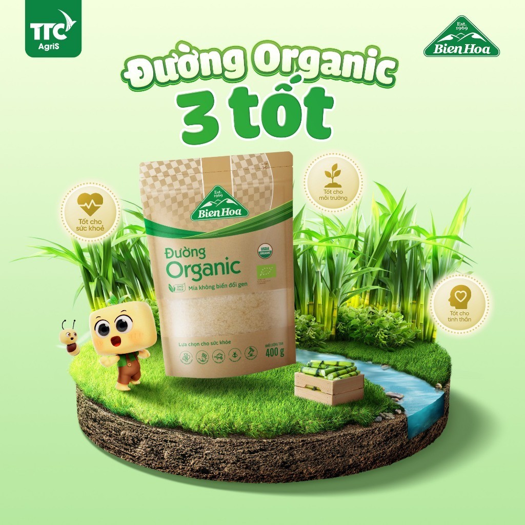 Ảnh Combo 2 Hủ Đường Organic Biên Hòa hũ 800g/hủ 1