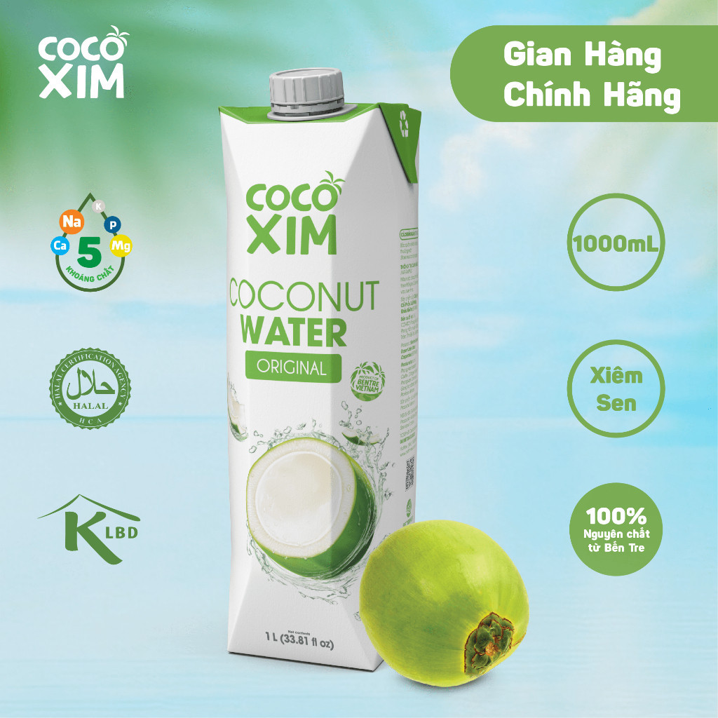 Ảnh _Nước dừa đóng hộp Cocoxim Xanh dung tích 1000ml/Hộp 1