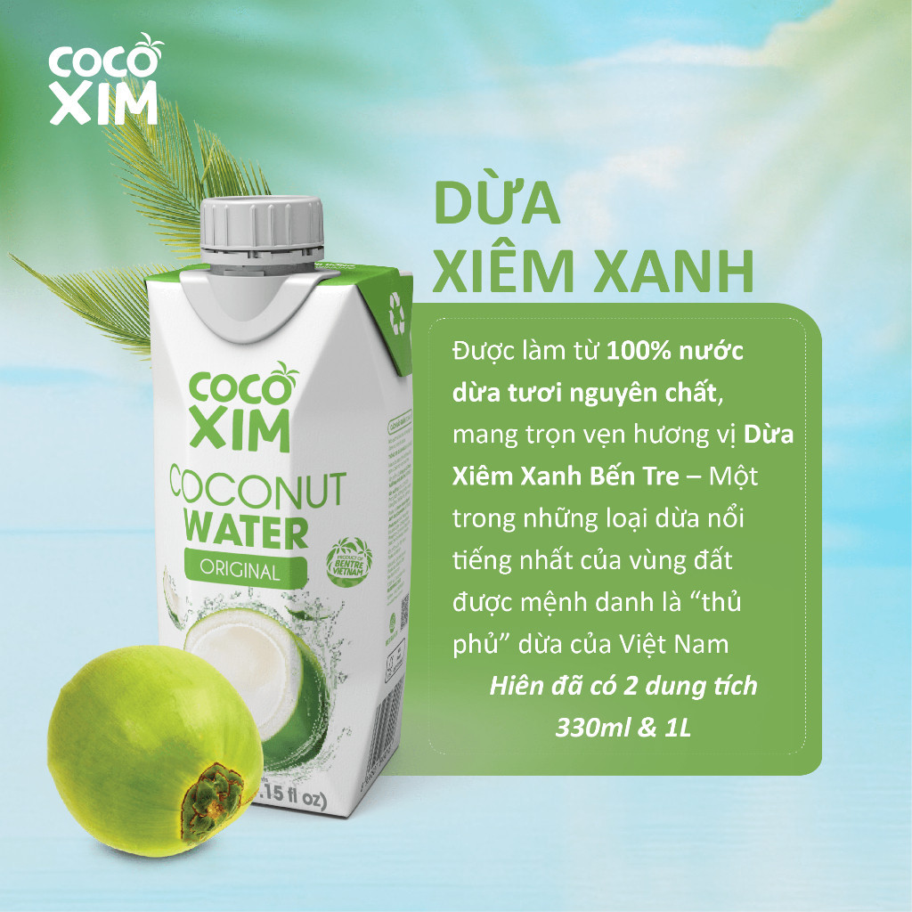 Ảnh THÙNG 12 Hộp Nước dừa đóng hộp Cocoxim Xanh dung tích 330ml/Hộp 2