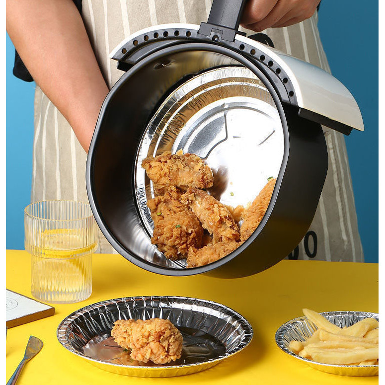Khay Giấy Bạc Lót Nồi Chiên Không Dầu Size 22Cm (Set 10 Cái)