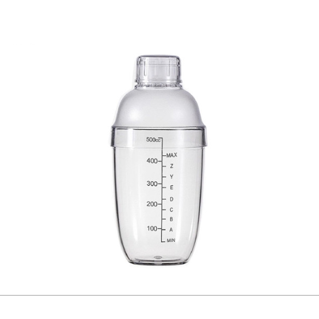 Bình Lắc Pha Chế Shaker Nhựa Trong Suốt 530Ml Có Vạch Chia