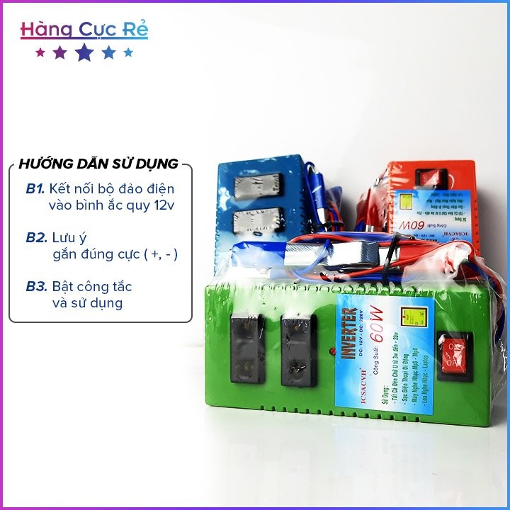 Bộ Đảo Điện Inverter 12V Ra 220V Công Suất 60W Siêu Tiện Lợi