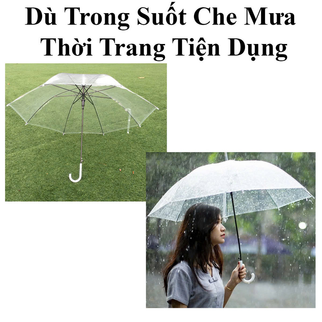 Dù Trong Suốt Che Mưa Che Nắng Thời Trang Tiện Dụng