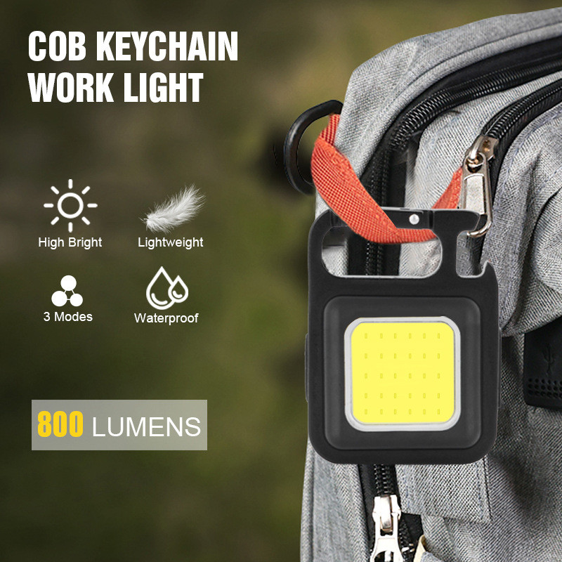 Đèn Led Cob Mini Siêu Sáng 3 Chế Độ Kiêm Móc Khóa Dùng Pin Sạc