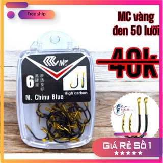 [KM] Bộ 50 Lưỡi Câu Cá chuyên dùng vật liệu Thép Carbon gold color LC13 [SF3]