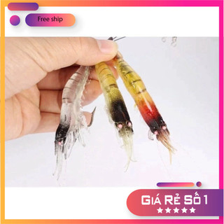 [KM] Mồi Giả Mồi Câu Cá Giả Hình Tôm Dạ Quang Bằng Silicon Mềm Kèm câu liêm MO46 [SF3]