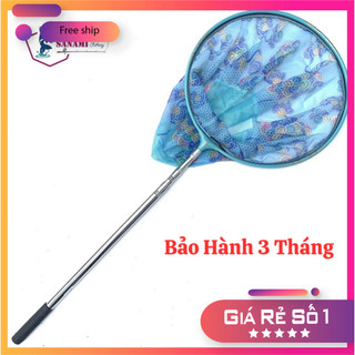 [KM] Vợt vớt cá inox [BH 3 tháng] vành tròn  1m5, 1m9, 2m5,3m vợt cứng, siêu bền, nép dọn được  SANAMI FISHI [SF3]