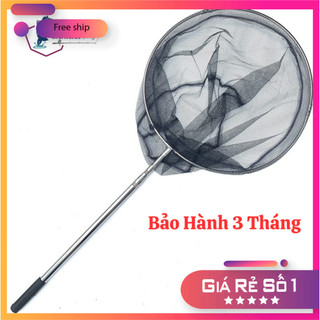 [KM] Vợt vớt cá inox [BH 3 tháng] vành tròn  1m5, 1m9, 2m5,3m vợt cứng, siêu bền, nép dọn được  SANAMI FISHI [SF3]