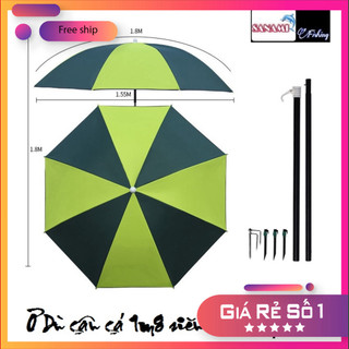 [KM] Ô Câu Cá Dù chống nắng kích tấc chính xác, màu xanh lá cây bạc hoặc giọt nước [SF3]