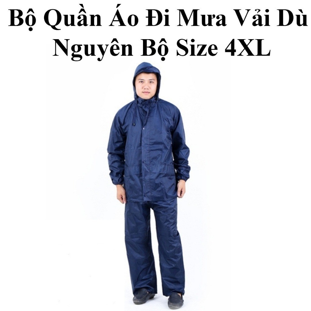 Bộ Quần Áo Đi Mưa Vải Dù Nguyên Bộ Siêu Bền Size Xxxxl (4Xl)