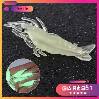 [KM] Mồi Câu Cá Giả Tôm Sọc Dạ Quang 4cm/1.3g Silicon Mềm Kèm Lưỡi Câu Siêu Nhạy MO39 [SF3]