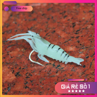 [KM] Mồi Câu Cá Giả Tôm Sọc Dạ Quang 4cm/1.3g Silicon Mềm Kèm Lưỡi Câu Siêu Nhạy MO39 [SF3]