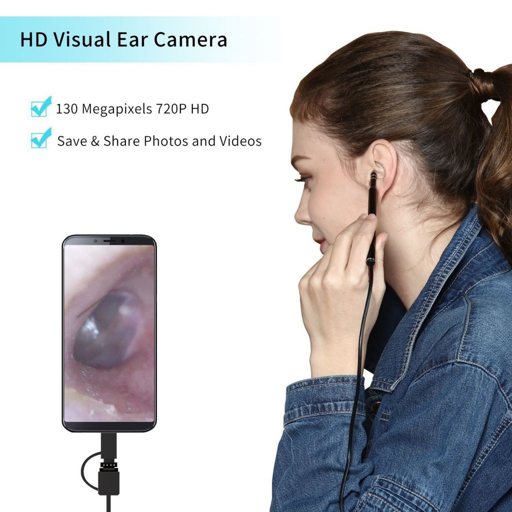 Camera Mini Nội Soi Cổng Type-C, Micro Và Cổng Usb Chống Nước Dài 1M Ống Kính 5.5Mm Xem Được Qua Máy Tính