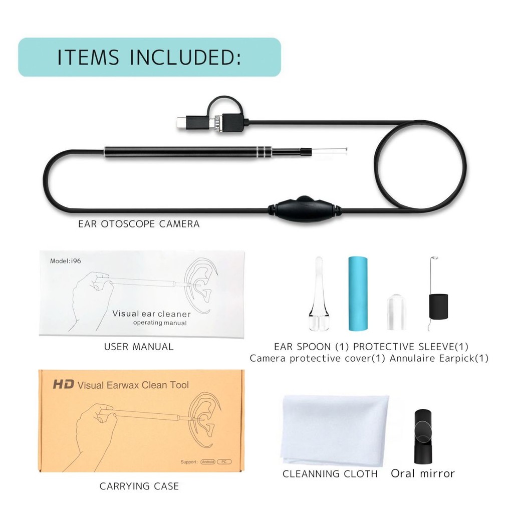 Camera Mini Nội Soi Cổng Type-C, Micro Và Cổng Usb Chống Nước Dài 1M Ống Kính 5.5Mm Xem Được Qua Máy Tính