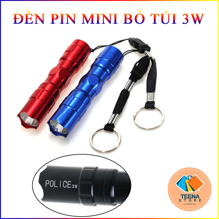 Đèn Pin Bỏ Túi Mini Kèm Móc Khoá 3W Siêu Sáng