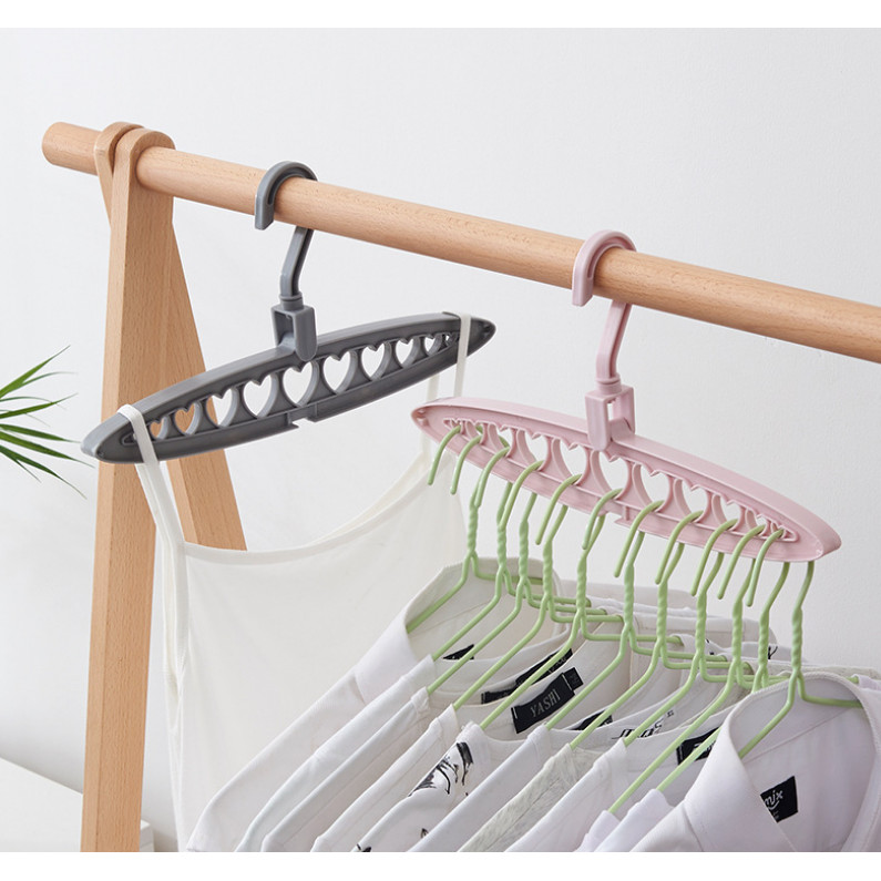 Móc Treo Quần Áo 11 Lỗ Móc Hình Trái Tim Đa Năng