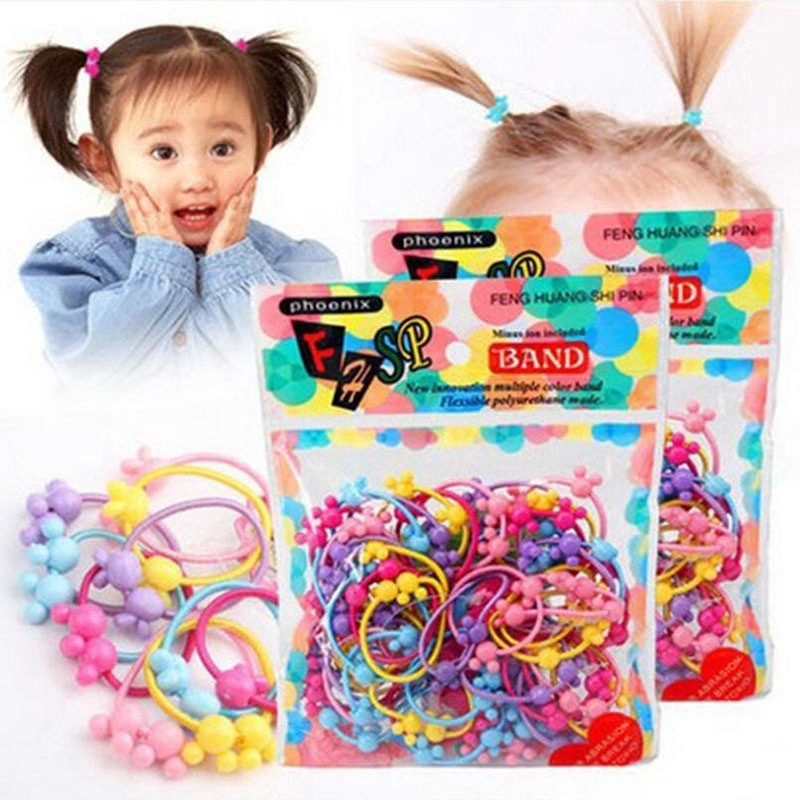 Bịch 50 Dây Thun Cột Tóc Band Cho Bé Nhiều Màu Sắc
