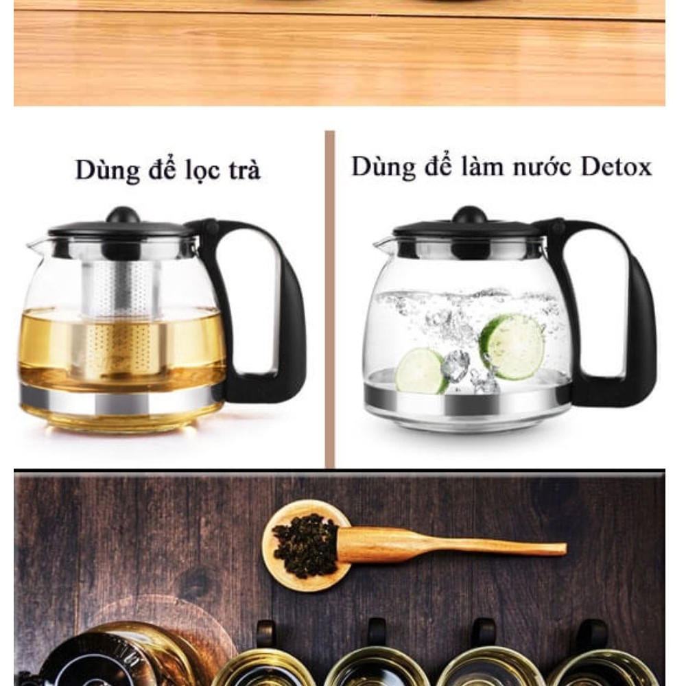 Bộ Bình Lọc Trà Thủy Tinh 700Ml Kèm 4 Ly