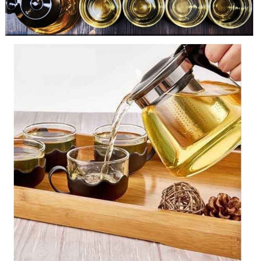 Bộ Bình Lọc Trà Thủy Tinh 700Ml Kèm 4 Ly