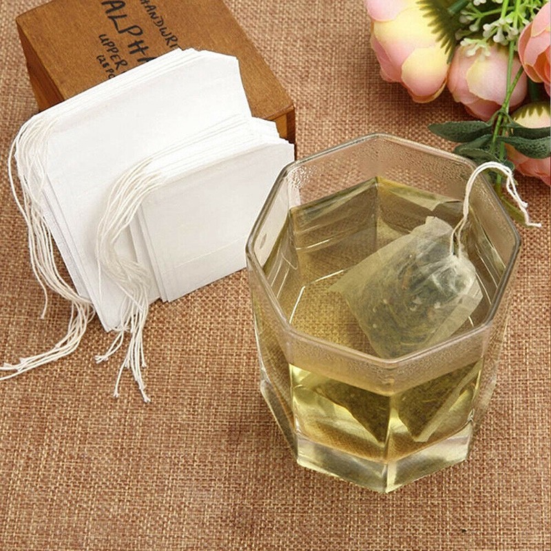 Set 100 Túi Lọc Đựng Trà, Thảo Dược NHỏ Gọn Có Dây Rút