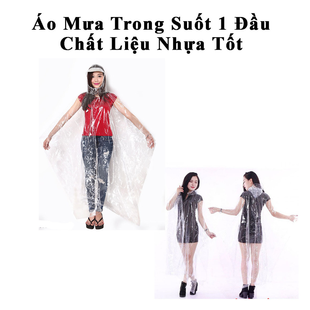 Áo Mưa Trong Suốt 1 Đầu Bằng Nhựa Vi Sinh