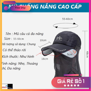 [KM] Nón Mũ Câu Cá chống chói phái nam Trùm Đầu Kiểu Lưỡi Trai Có Khăn cách nắng PK39 [SF3]