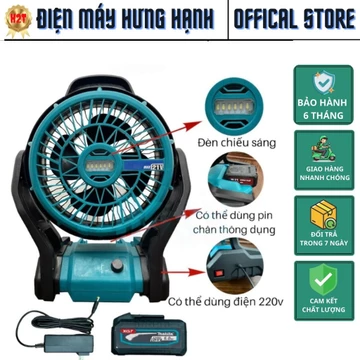 Quạt Điện Mini, Quạt Tích Điện Mini Quạt Để Bàn 12 inch Có Tích Hợp Đèn Led Siêu Sáng - Mạnh Hưng - H2T