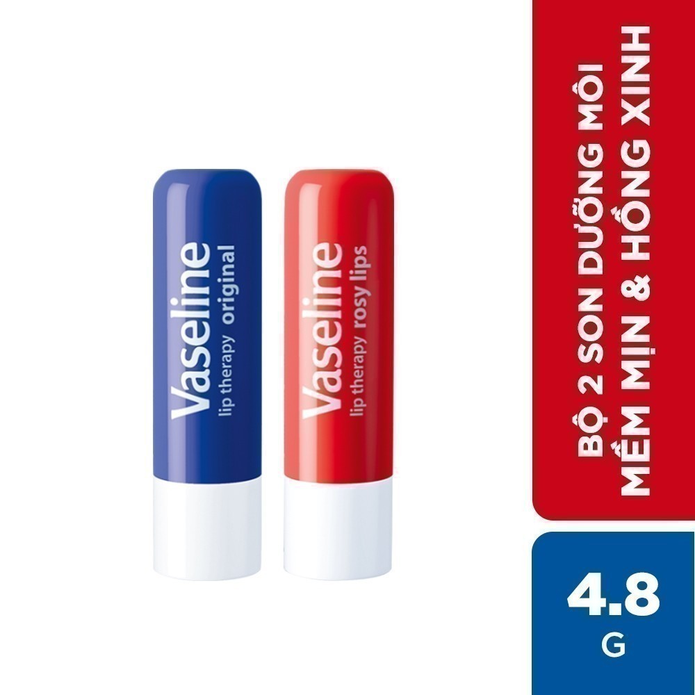 Combo 2 son dưỡng môi Vaseline Lip Care Stick 4.8g (Tùy chọn mùi hương)