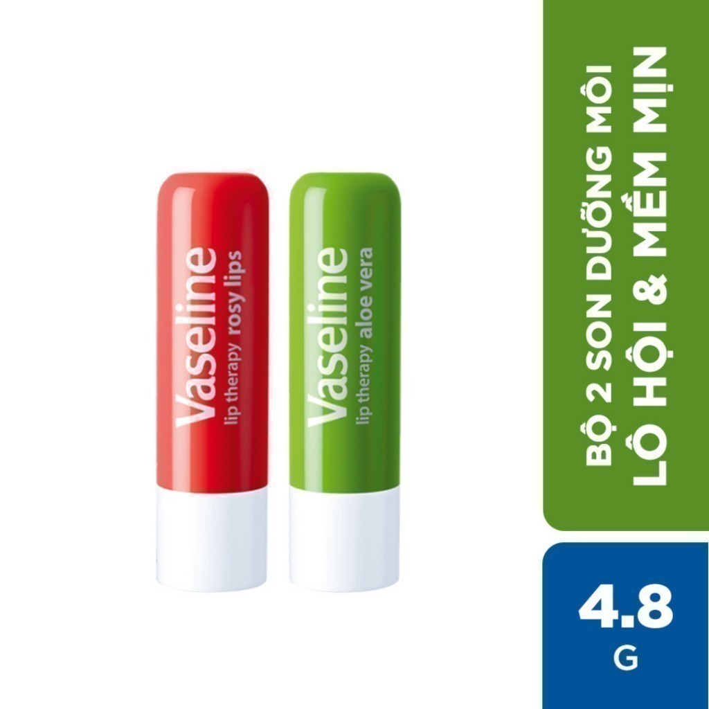 Combo 2 son dưỡng môi Vaseline Lip Care Stick 4.8g (Tùy chọn mùi hương)