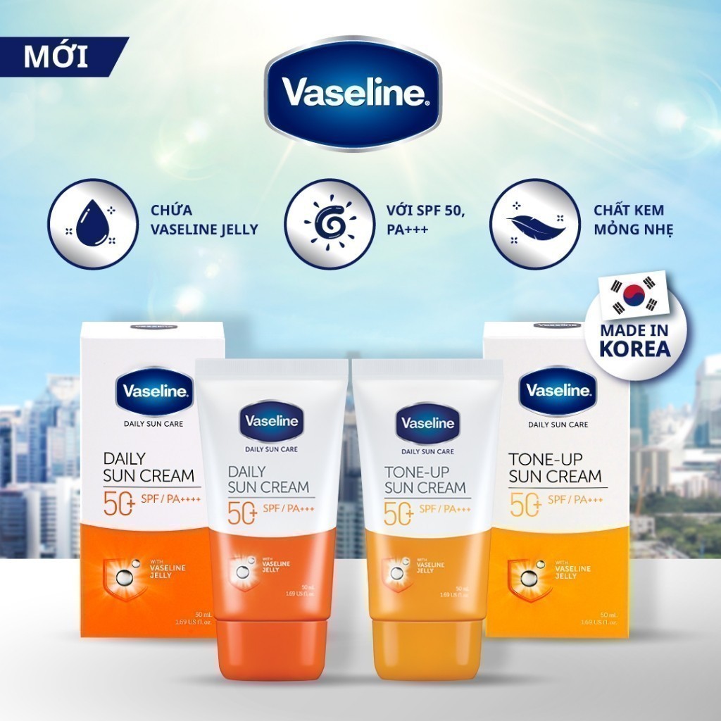 Kem chống nắng Vaseline 50ml (Tùy chọn loại Daily hoặc Tone-up)