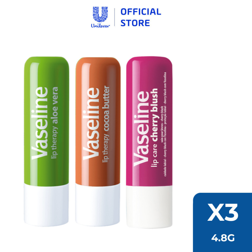 Combo 3 son dưỡng môi Vaseline Lip Care dạng thỏi 4.8g (Tuỳ chọn)