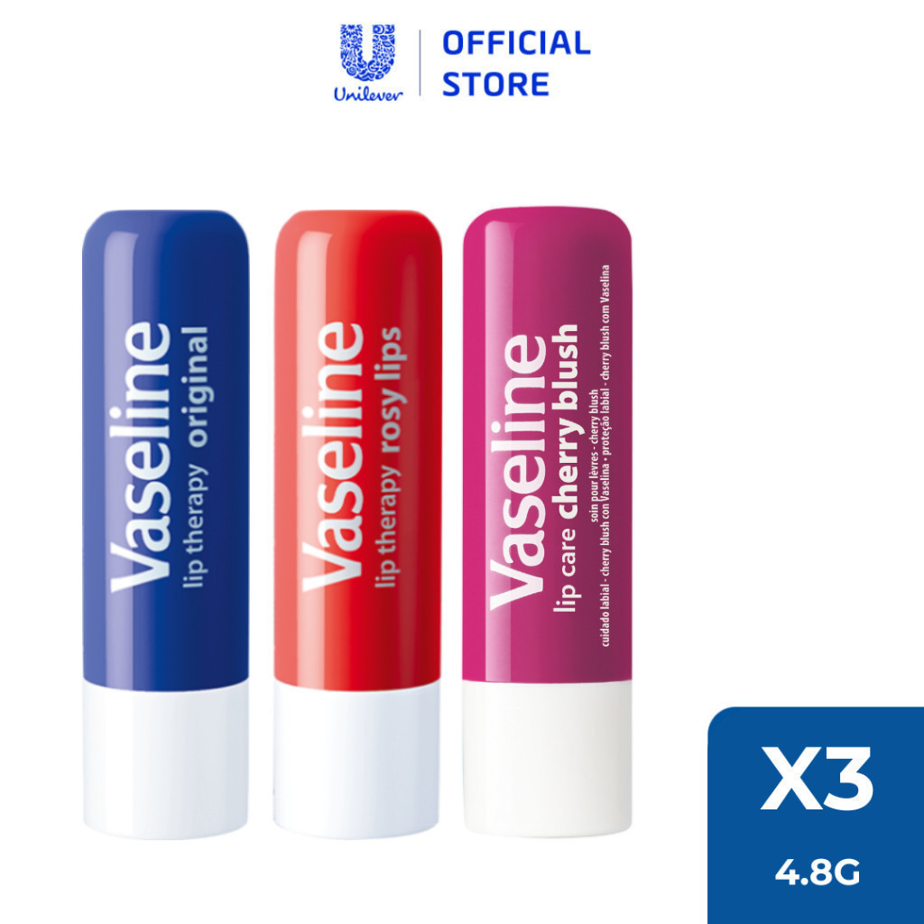 Combo 3 son dưỡng môi Vaseline Lip Care dạng thỏi 4.8g (Tuỳ chọn)