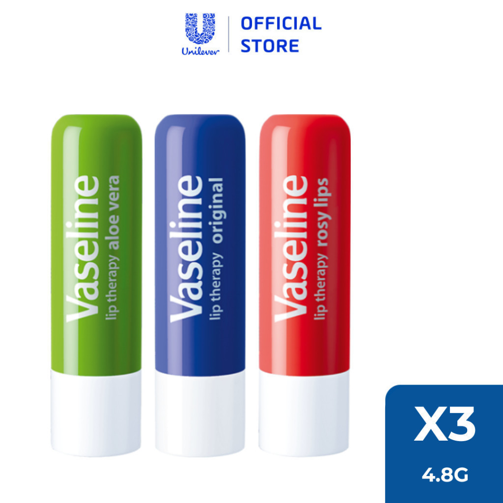 Combo 3 son dưỡng môi Vaseline Lip Care dạng thỏi 4.8g (Tuỳ chọn)