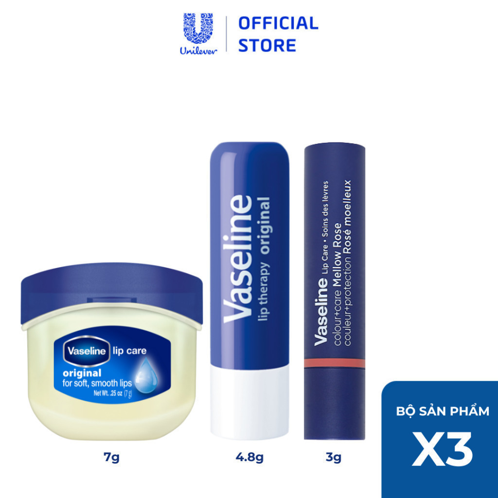Combo son môi Vaseline Cool gồm: Son dưỡng dạng thỏi 4.8g và Sáp dưỡng hũ 7g và Son Colour Care 3g (Tuỳ chọn)