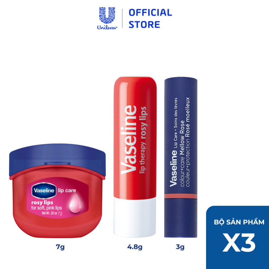 Combo son môi Vaseline Cool gồm: Son dưỡng dạng thỏi 4.8g và Sáp dưỡng hũ 7g và Son Colour Care 3g (Tuỳ chọn)