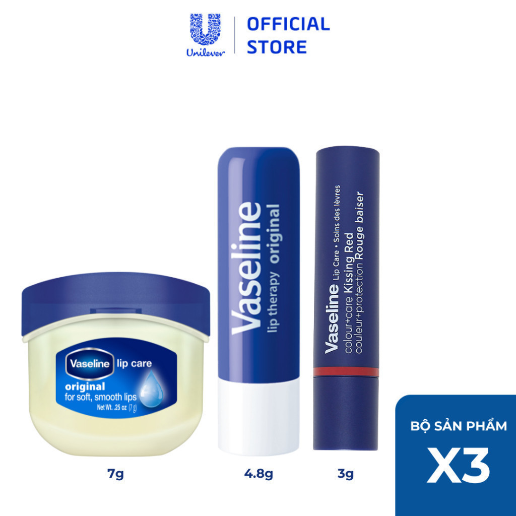 Combo son môi Vaseline Cool gồm: Son dưỡng dạng thỏi 4.8g và Sáp dưỡng hũ 7g và Son Colour Care 3g (Tuỳ chọn)