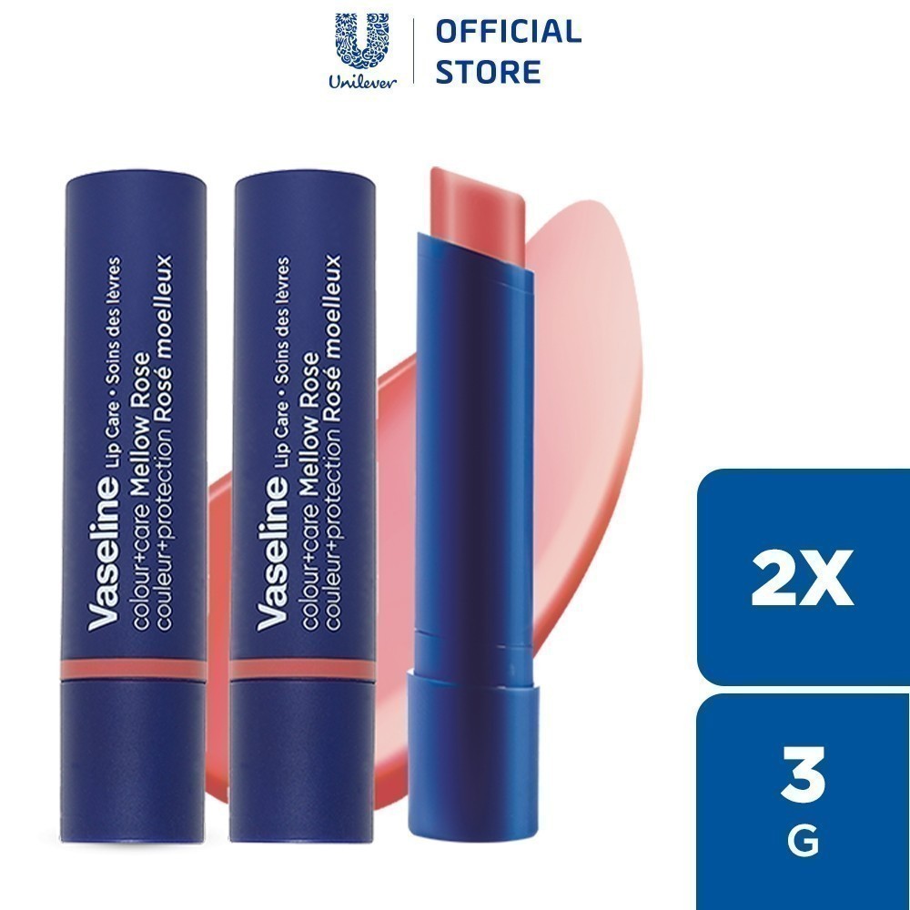 Combo 2 Son dưỡng môi Vaseline Colour+Care Mellow Rose 3g (Cam)