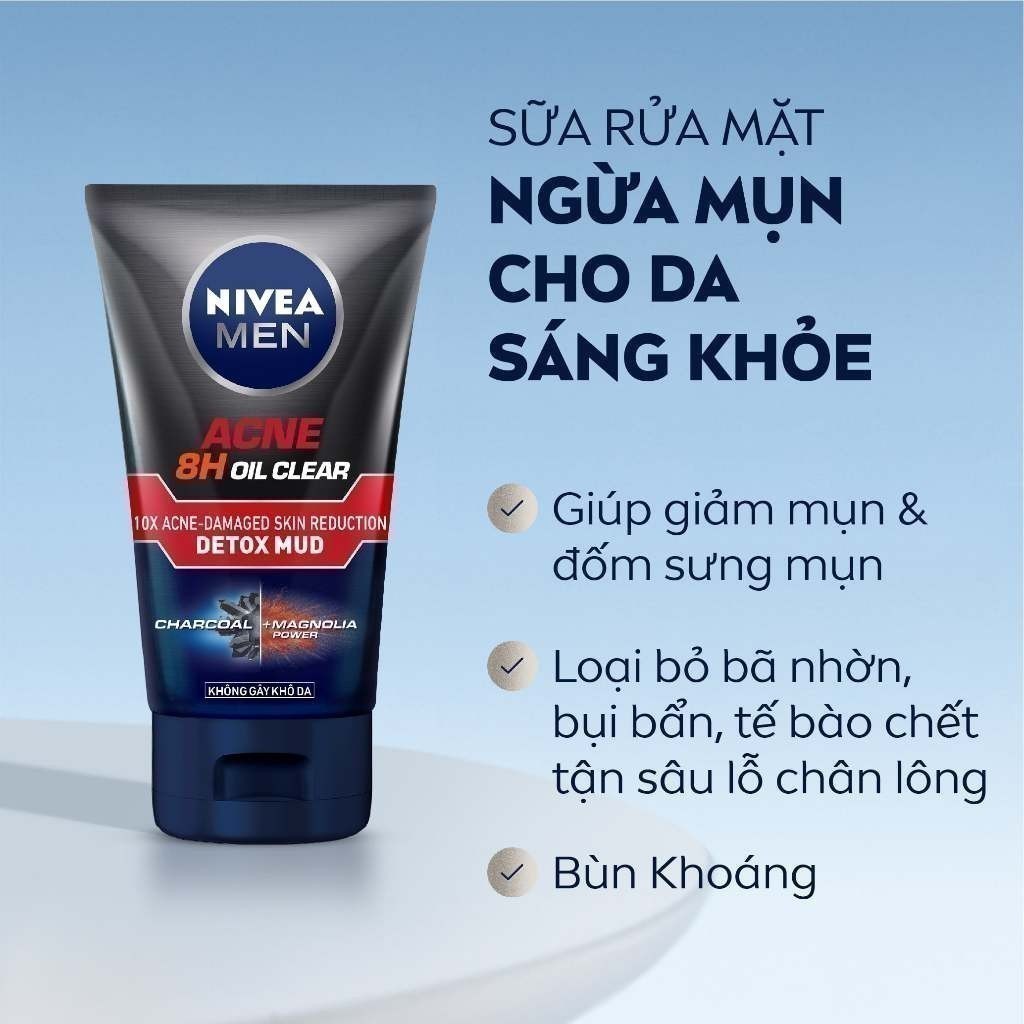 Sữa Rửa Mặt Bùn Khoáng NIVEA MEN Kiềm Dầu | Ngừa Mụn | Sạch Sâu 100g / Sữa Rửa Mặt Nam - 83940 | BigBuy360 - bigbuy360.vn