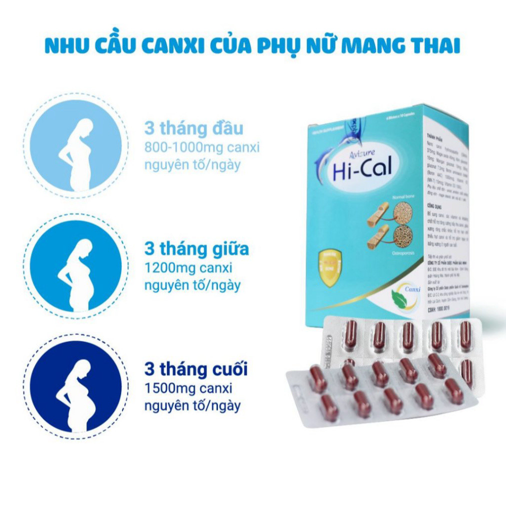 Canxi cho bà bầu Avisure Hical canxi nano cho bà bầu và sau sinh