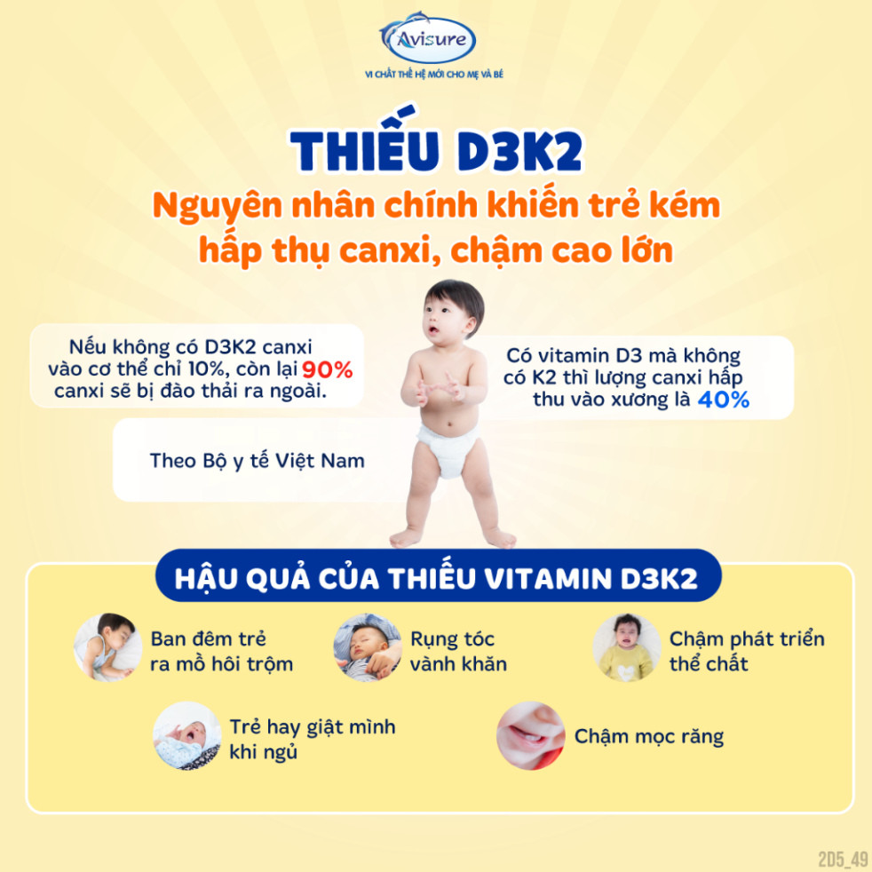 Vitamin D3 K2 tinh khiết Italia Avisure D3MK7 giúp bé cao lớn, ngủ ngon 20ml