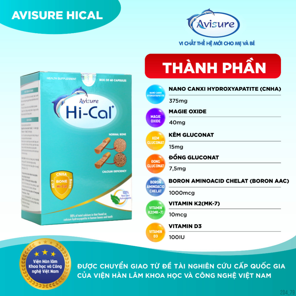 [Tích điểm nhận quà] Bộ đôi bầu thế hệ mới đầy đủ sắt canxi DHA vitamin Avisure mama Hical 60 viên