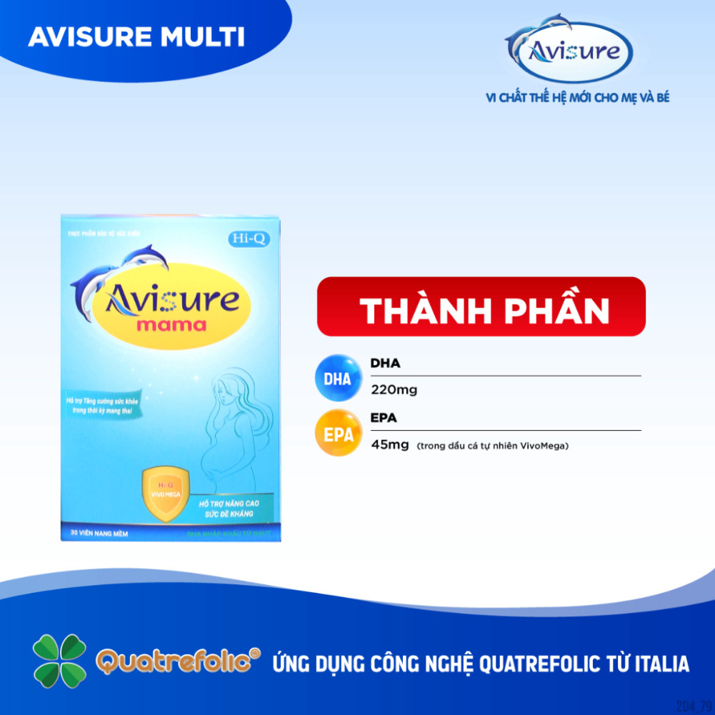[Tích điểm nhận quà] Bộ đôi bầu thế hệ mới đầy đủ sắt canxi DHA vitamin Avisure mama Hical 60 viên
