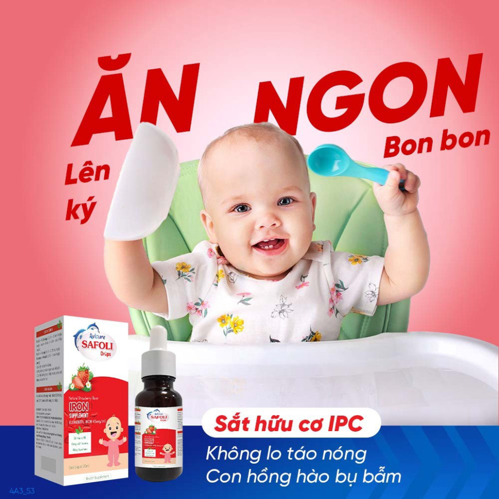 Sắt cho bé Avisure Safoli Drops bổ sung sắt hữu cơ giúp bé ăn ngon, hấp thụ tốt 20ml