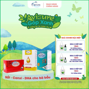 Trọn bộ 3 hộp sắt canxi DHA vitamin cho bà bầu Avisure 60 viên