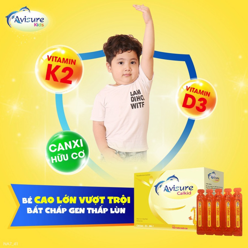 Canxi cho bé Avisure Calkid bổ sung canxi hữu cơ và D3 giúp trẻ cao lớn vượt trội 30 ống