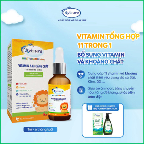 Avisure multivitamin bổ sung vitamin và khoáng chất thiếu yếu cho bé 20ml