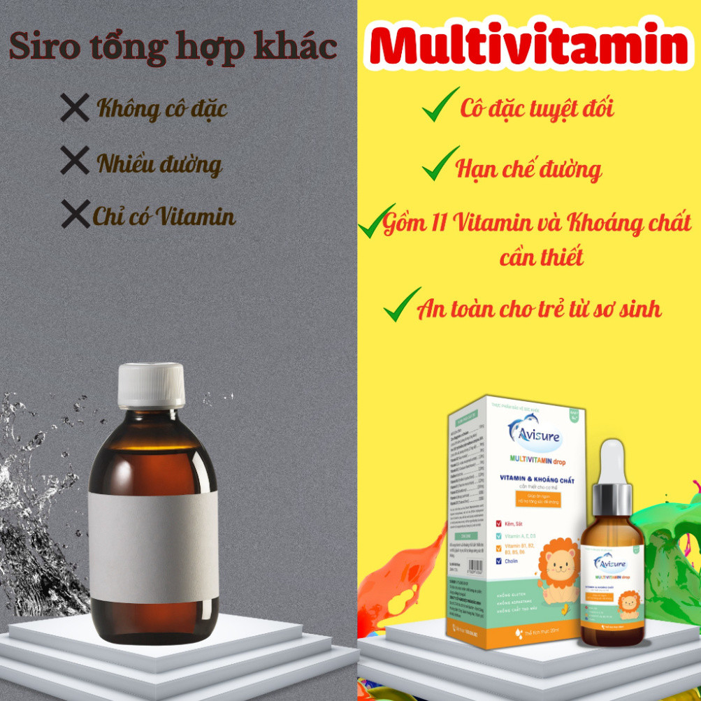 Avisure multivitamin bổ sung vitamin và khoáng chất thiếu yếu cho bé 20ml