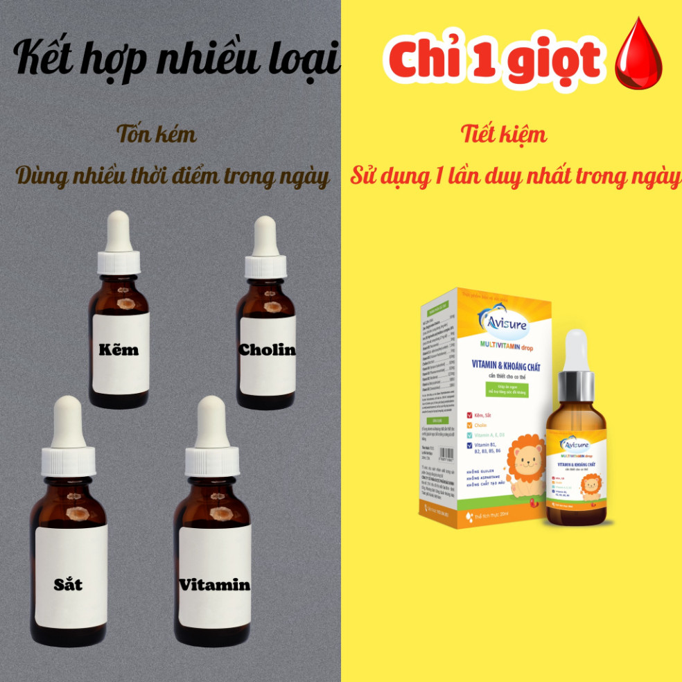 Avisure multivitamin bổ sung vitamin và khoáng chất thiếu yếu cho bé 20ml