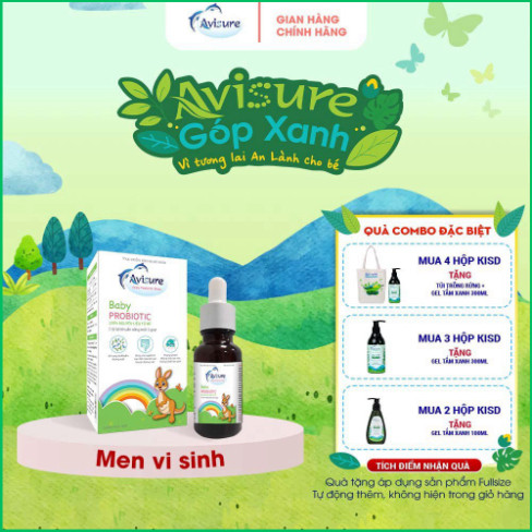 Men vi sinh Avisure Probiotic siêu lợi khuẩn giảm táo bón, tăng cường tiêu hoá cho trẻ 20ml