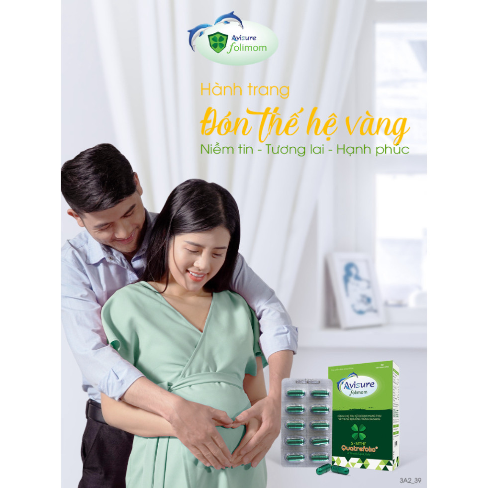 Avisure Folimom 5-MTHF hỗ trợ bổ trứng cho phụ nữ chuẩn bị mang thai hộp 30 viên (che tên)